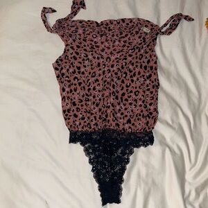 Intimately Free People Pink Leopard Bodysuit New Without Tags